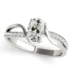 Ovale Oude Mijnwerker Echte Natuurlijke uit de aarde gewonnen Diamanten Ring Spanning Stijl Gespleten Schacht 4 Karaat