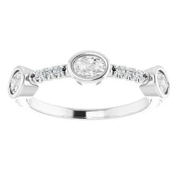 Ovale Oude Mijnwerker Echt Diamond Half Eternity Band Prong Bezel Set 5,75 Karaat