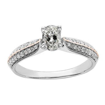Ovale Oude Mjn geslepen Echt diamanten Ring Met Dubbele Rij Accenten 3,50 Kraat