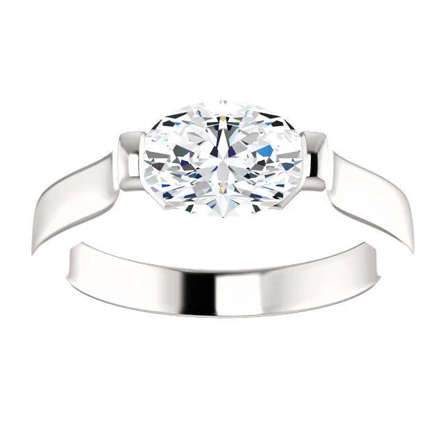 Ovale Solitaire Echt Diamanten Verlovingsring 4 Karaat Witgoud