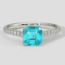 Afbeelding in Gallery-weergave laden, Paraiba Ring Asscher Cut 2 Karaat

