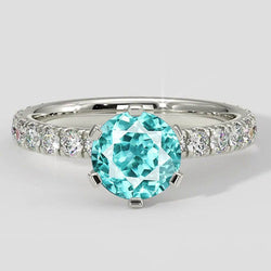 Paraiba Toermalijn en Diamant 2 Karaat Verlovingsring