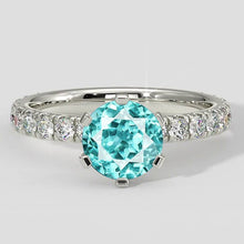 Afbeelding in Gallery-weergave laden, Paraiba Toermalijn en Diamant 2 Karaat Verlovingsring

