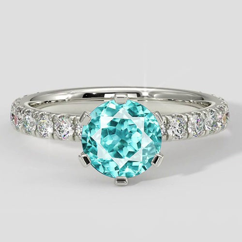 Paraiba Toermalijn en Diamant 2 Karaat Verlovingsring