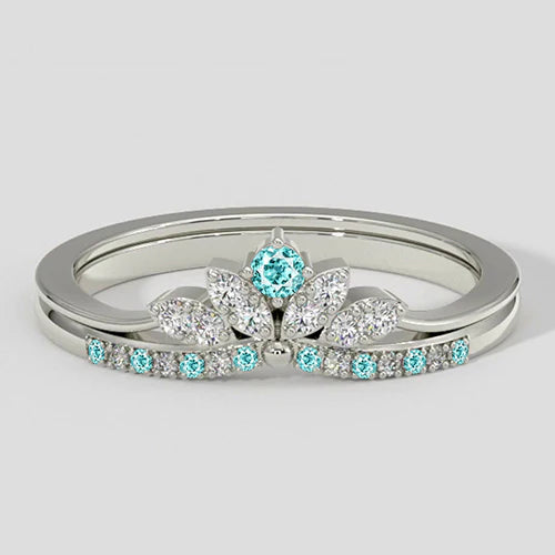 Paraiba Toermalijn en Diamant Kroon Bandset