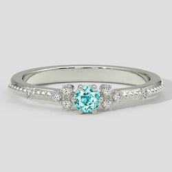 Paraiba Toermalijn en Diamant Milgrain Band