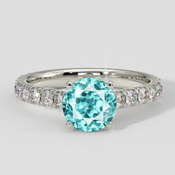 Paraiba Toermalijn Solitaire met Diamant Pave Band