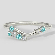 Afbeelding in Gallery-weergave laden, Paraiba en diamanten ring in chevronstijl
