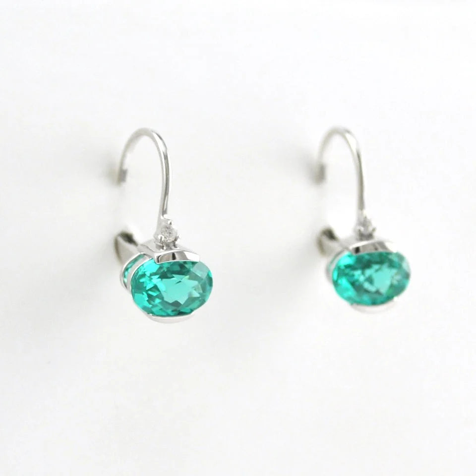 Paraiba oval earrings with lever