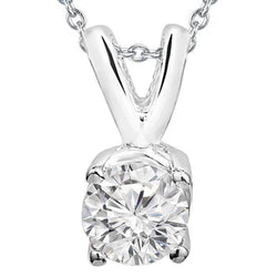 Solitaire 3 Ct. labgekweekt Diamanten Hanger Ketting Witgoud