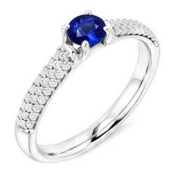 Pave Diamond Blue Sapphire 2 karaats ring wit goud 14K