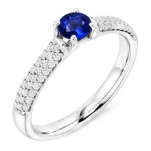Afbeelding in Gallery-weergave laden, Pave Diamond Blue Sapphire 2 karaats ring wit goud 14K
