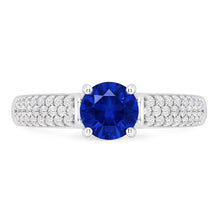 Afbeelding in Gallery-weergave laden, Pave Diamond Blue Sapphire 2 karaats ring wit goud 14K
