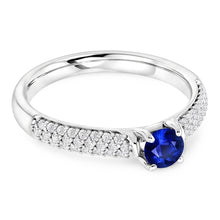 Afbeelding in Gallery-weergave laden, Pave Diamond Blue Sapphire 2 karaats ring wit goud 14K
