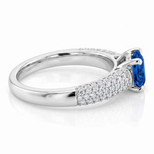 Afbeelding in Gallery-weergave laden, Pave Diamond Blue Sapphire 2 karaats ring wit goud 14K

