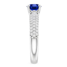 Afbeelding in Gallery-weergave laden, Pave Diamond Blue Sapphire 2 karaats ring wit goud 14K
