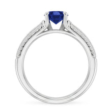 Afbeelding in Gallery-weergave laden, Pave Diamond Blue Sapphire 2 karaats ring wit goud 14K
