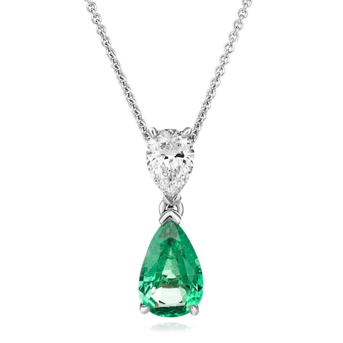 Pear Cut 4 karaat groene smaragd & diamant edelsteen hanger ketting Wg 14K