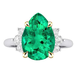 GIA Gekeurd Gekleurde Steen Ring – Fijne Smaragd 3 karaat 14