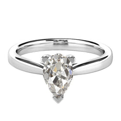 Enkele Steen Ring 14 Karaat Witgoud met Diamant – 2 karaat