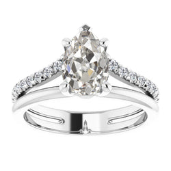 Fijne Diamant Solitaire Ring met Accenten – 14K Witgoud 2 karaat