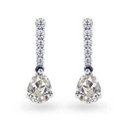 Antiek Cushion Diamant Oorstekers in 14K Witgoud – 2 karaat