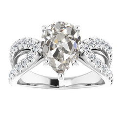 2 karaat Diamant Solitaire Ring met Accenten in 14K Witgoud