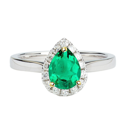 Smaragd Gekleurde Steen Ring – Tweekleurig 14K Goud 2 karaat