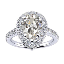 14K Witgoud Verjaardagsring Diamant Halo Ring 3,50 karaat