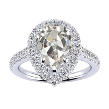 Afbeelding in Gallery-weergave laden, Diamant Old Mine Slijpvorm Halo Ring in 14K Witgoud – hoofdaanzicht
