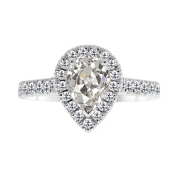 14K Witgoud Old Mine Slijpvorm Diamant Halo Verlovingsring 2