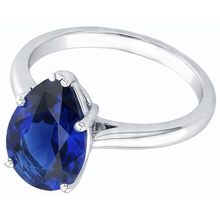 Afbeelding in Gallery-weergave laden, echte pear saffier 2karaat ring bovenaanzicht

