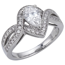 Afbeelding in Gallery-weergave laden, Peer Echt Diamanten Verlovingsring 1,25 Karaat Gedraaide Schacht Accent WG 14K
