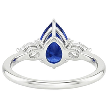 Afbeelding in Gallery-weergave laden, Peer Natuurlijke echte diamanten ( niet in een laboratorium gekweekt ) jubileum ring 3 steen blauwe saffier tanden 4,50 karaat
