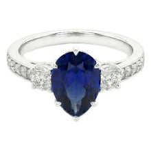 Afbeelding in Gallery-weergave laden, Peer Saffier Edelsteen Ring Met Accenten Ronde Diamanten 3,50 Karaat
