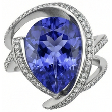 Afbeelding in Gallery-weergave laden, Peer Tanzanite Natuurlijke echte diamanten ( niet in een laboratorium gekweekt ) ring 5 karaat edelsteen wit goud 14K sieraden
