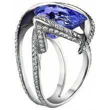 Afbeelding in Gallery-weergave laden, Peer Tanzanite Natuurlijke echte diamanten ( niet in een laboratorium gekweekt ) ring 5 karaat edelsteen wit goud 14K sieraden
