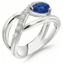 Afbeelding in Gallery-weergave laden, echte round saffier 2.65karaat ring close-up detail
