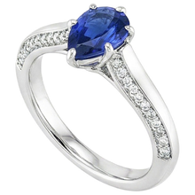 Afbeelding in Gallery-weergave laden, Peer blauwe saffier verlovingsring set wit goud 4,50 karaat

