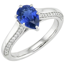 Afbeelding in Gallery-weergave laden, Peer blauwe saffier verlovingsring set wit goud 4,50 karaat
