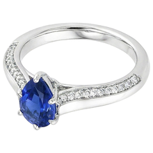 Afbeelding in Gallery-weergave laden, Peer blauwe saffier verlovingsring set wit goud 4,50 karaat
