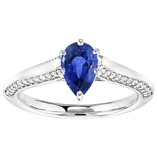 Afbeelding in Gallery-weergave laden, Peer blauwe saffier verlovingsring set wit goud 4,50 karaat
