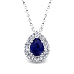 Peer geslepen Ceylon saffier en diamanten hanger dame sieraden 1,75 ct.