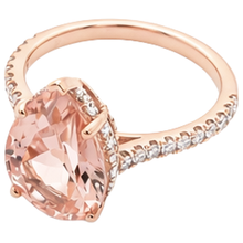 Afbeelding in Gallery-weergave laden, Peer geslepen Morganite en Natuurlijke echte diamanten ( niet in een laboratorium gekweekt ) 9,25 ct trouwring rosé goud 14K
