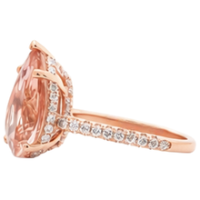 Afbeelding in Gallery-weergave laden, Peer geslepen Morganite en Natuurlijke echte diamanten ( niet in een laboratorium gekweekt ) 9,25 ct trouwring rosé goud 14K
