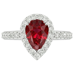 Peer geslepen robijn met Natuurlijke echte diamanten ( niet in een laboratorium gekweekt ) ring wit goud 14K sieraden 2,5 ct.