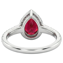 Afbeelding in Gallery-weergave laden, Peer geslepen robijn met Natuurlijke echte diamanten ( niet in een laboratorium gekweekt ) ring wit goud 14K sieraden 2,5 ct.
