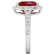 Afbeelding in Gallery-weergave laden, Peer geslepen robijn met Natuurlijke echte diamanten ( niet in een laboratorium gekweekt ) ring wit goud 14K sieraden 2,5 ct.
