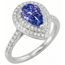 Afbeelding in Gallery-weergave laden, echte round tanzaniet 5.25karaat ring close-up detail
