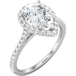 Peer Center Halo Echt Diamant Anniversary Ring 1,95 Karaat Witgoud 14K